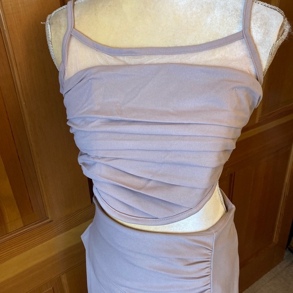 Ruched Crop Cami Top & Split Skirt Set. - Picture 7 of 15